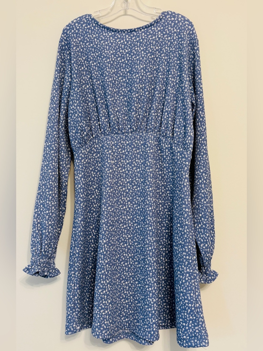 Zara girls Blue Floral Long-Sleeve Kids Dress